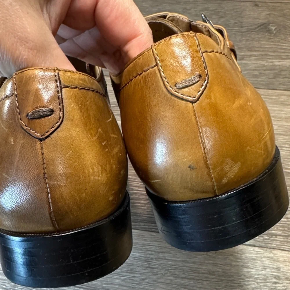 Johnston&Morphy Brown Leather buckle Shoes size 11 medium (j177)